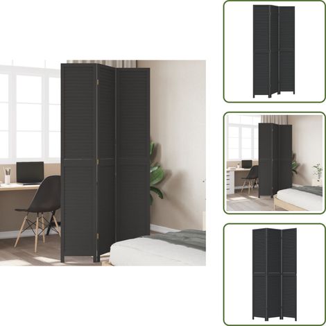 Divisore per camera da letto - vidaXL Divisorio Ambienti 3 Pannelli Nero Legno Massello di Paulownia - Divisore per soggiorno