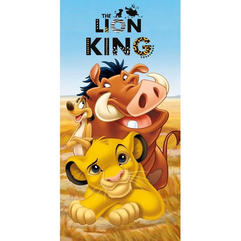 Serviette de plage 70x140 Le Roi Lion bleu jaune coton 23 août