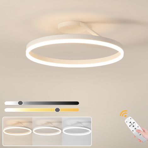 Plafonnier LED à intensité variable, lustre LED moderne avec télécommande, plafonnier rond de 30 cm, 3 températures de couleur (3000 K-6000 K), blanc (1/5)