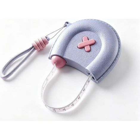 Ruban mesure corporel automatique rétractable, lilas-rose, double face, pour tour de taille, poitrine et hanches (1/5)