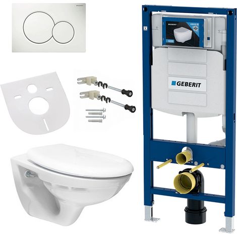 Wand Hänge WC Soft-Close Deckel SIGMA Wandanker Komplettset mit passendem Geberit Vorwandelement (1/5)