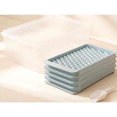 Juego de mini cubiteras – 4 cubiteras redondas – 416 pequeñas bolas de hielo – Incluye pala para hielo – Para café, zumos y bebidas frías (1/5)