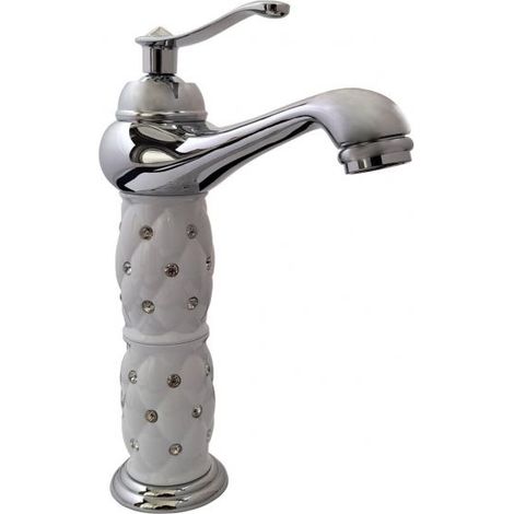 Rubinetto Miscelatore monocomando bagno lavabo lavello con strass 52156