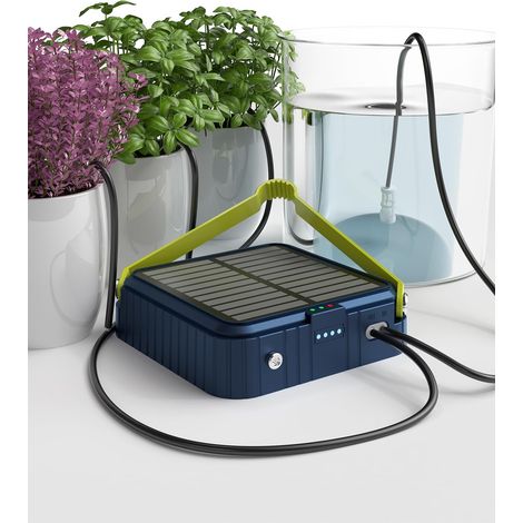Système d'irrigation goutte à goutte solaire pour jardin, kit d'arrosage automatique pour plantes en pot, balcon, lit de plantes et serre, kit d'irrigation de jardin (bleu) (1/5)