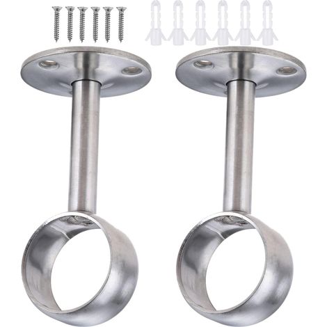 32mm Supports de tringles à rideaux, Support de Bride de Douille en acier inoxydable, Accrocher le tige de penderie robuste avec vis, pour salle de bain, cuisine, armoire (1/5)