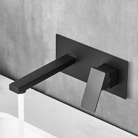 Robinet Salle de Bains,Lavabo de salle de Bain robinet d'eau Chaude et Froide Lavabo de salle de bain Lavabo de Comptoir Robinet dissimulé (noir) (1/2)