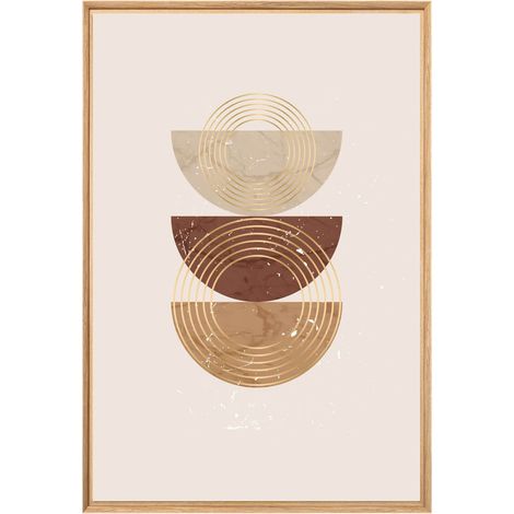 Tableau mural encadré formes et doré 65x97 cm - Tableau Mural Décoratif - Image Encadrée Imprimée en HD - Impression 65x97 cm sur Fibres de Bois FSC - Finition Mate - Fabriqué en France (1/5)