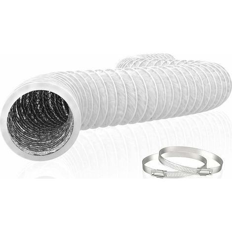 150 mm flexibler Aluminium-PVC-Abluftschlauch, 6 m lang - Lüftungsschlauch für Abluftventilatoren, Klimaanlagen, Wäschetrockner (ø150 mm x 6 m, Weiß) (1/5)
