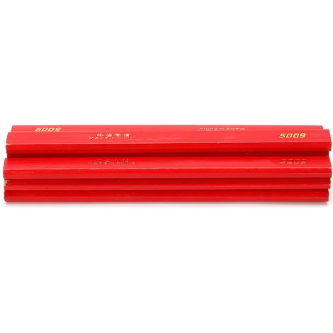 10 crayons de menuisier octogonaux rouges 170mm pour charpentier, outil de marquage bois et construction, lot de 10 (1/5)