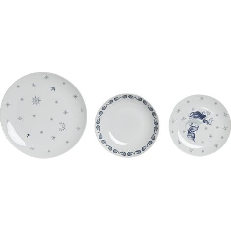 DKD Home Decor Set de Vaisselle Bleu et Blanc 18 pièces (1/5)