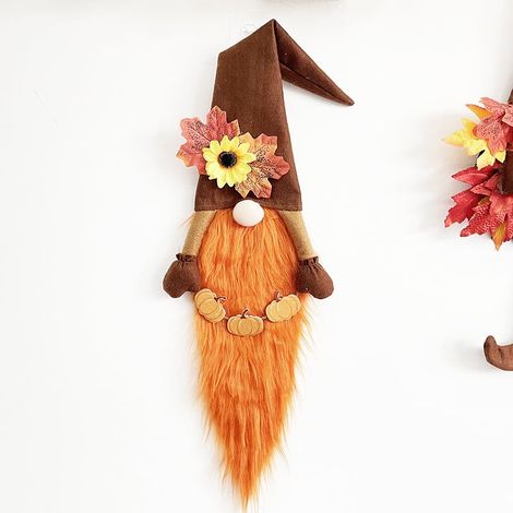 Couronne D Automne - Couronne De Porte Avec Feuilles D Erable Et Figure Masculine Sans Visage - Decoration Interieure Et Exterieure Pour La Fete Des Recoltes Et Thanksgiving - 1 Unite (1/5)
