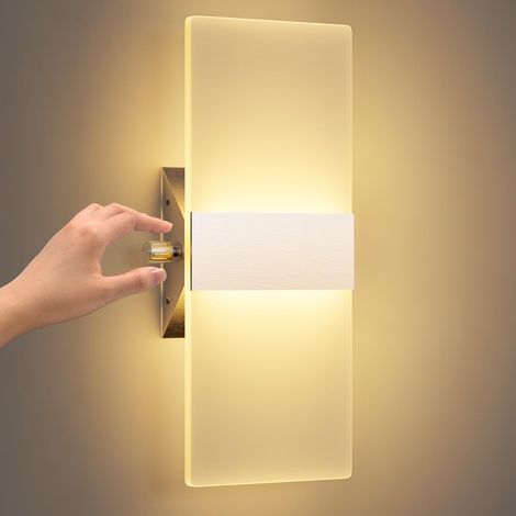 LED Wall Light Dimmable with Switch Modern Acrylic Design for Living Room Bedroom Warm White 3000K