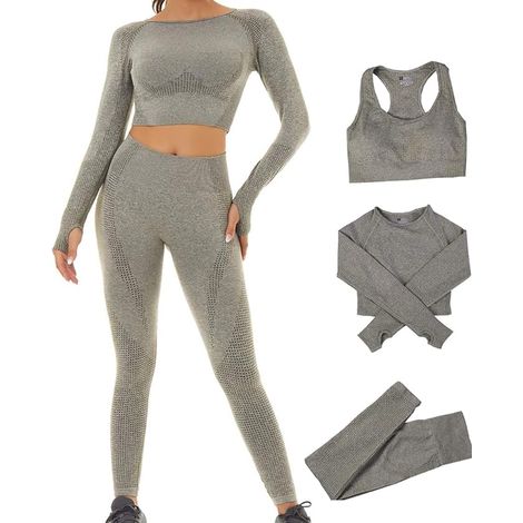 Sieh großartig aus und fühl dich großartig in diesem 3-teiligen Yoga-Trainingsset Yoga-Bekleidungsset für Damen, Yoga-Bekleidung für Damen (1/5)