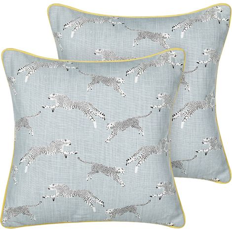 Dekokissen 2er Set ARALES Baumwolle 45 x 45 cm Hellgrau Tiermuster (1/5)