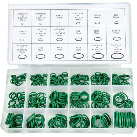Outils de joint torique vert de climatisation, 18 tailles 270 pièces de remplacement de camion de voiture outils de joint torique vert de climatisation (1/5)