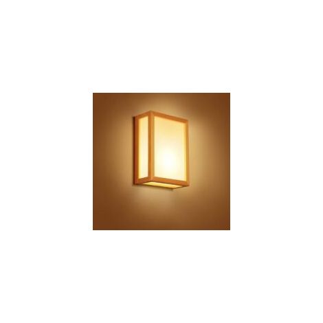Kreative japanische Doppelwandleuchte aus Massivholz für Schlafzimmer, Nachttisch, Wohnzimmer, Flur, Arbeitszimmer – Schlichte, moderne E27-Wandleuchte – Crezuo (1/4)