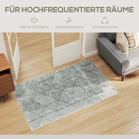 Tapis moderne lavable pour salon, 150 x 80 cm, gris foncé (1/4)