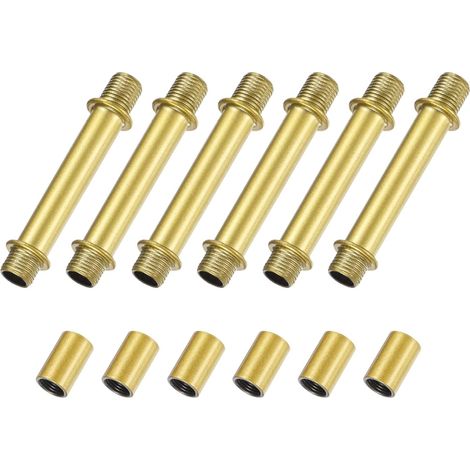 6-Set Straight Lamp Rods Kit, 60mm(2.36") Long Double End M10 Threaded Rods with Sleeve Nuts for Table Lamps/Candlesticks, Replacement Parts (1/5)