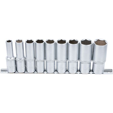 BGS Juego de llaves de vaso hexagonal, largas  entrada 12,5 mm (1/2")  10-24 mm  9 piezas