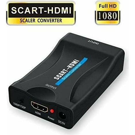 Adaptateur SCART vers HDMI, 1080P Convertisseur péritel SCART vers HDMI avec câble d'alimentation USB pour la Connexion d'un décodeur, d'un Lecteur DVD, d'un boîtier STB S'arêern (1/5)