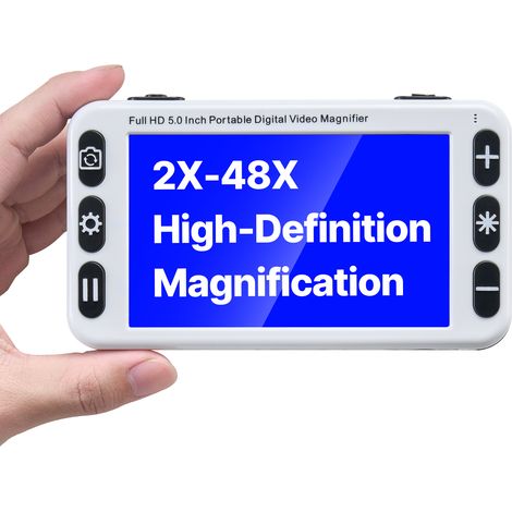 VEVOR Lente deIngrandimento Video Elettronica, HD 127 mm, Versione Bassa, Ausilio di Lettura Elettronico 2X a 48X con Doppia Lente da 13 MP, 26 Modalita Colore, AV/HDMI, Maniglia Pieghevole