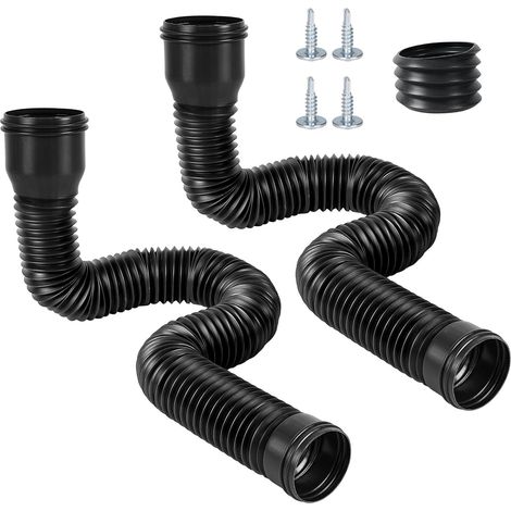 2 Stück Dachrinnen-Fallrohrverlängerungen, 47–150 cm lange Regenwasser-Ablaufschlauchverlängerung, flexibler, einziehbarer, erweiterbarer Dachrinnen-Ablaufanschluss, schwarz (1/5)