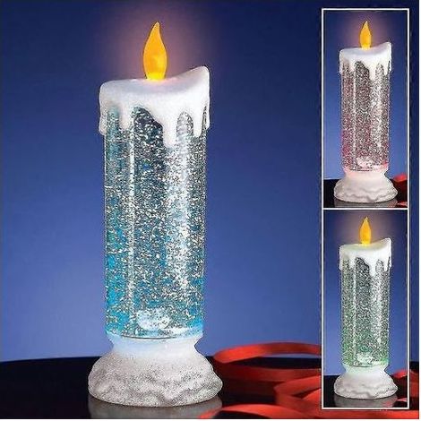 Wiederaufladbare, wasserdichte, elektronische LED-Kerze mit Glitzereffekt und Farbwechsel. (1/5)