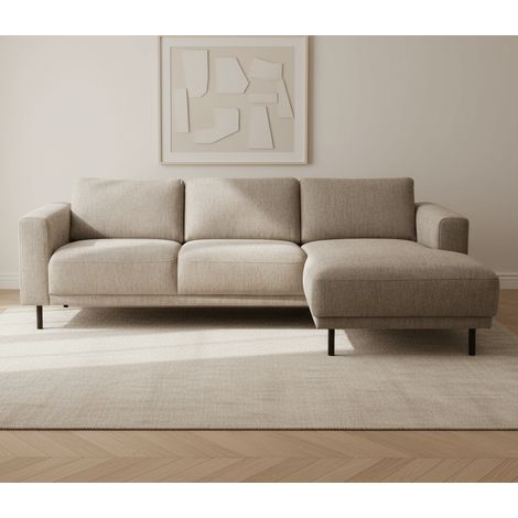 Modern Ecksofa Rechts Taupe Stoff Aniko mit Chaiselongue