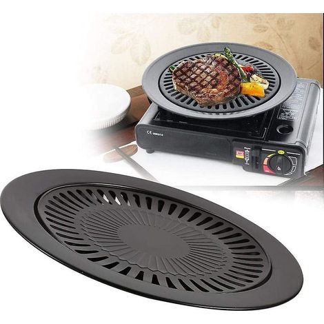 Poêle à barbecue coréenne antiadhésive en fer – Diamètre 32 cm – Résistante à la rouille – Design à deux couches sans fumée (1/2)