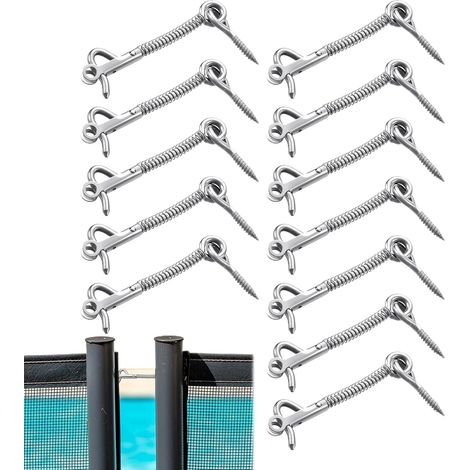 Loquet Œil et Crochet,12 Pièces Loquets À Ressort En Acier Inoxydable Quincaillerie d'Intimité à Ressort pour Extérieur Porte de Piscine Grillage Hangar Grange (1/5)