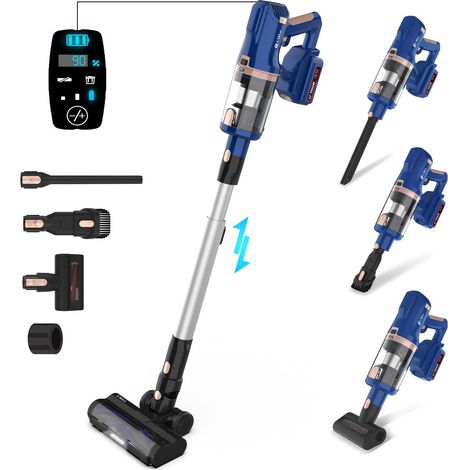 Aspirador escoba inalámbrico 2 en 1 azul 300 W con filtro HEPA y batería 4000 mAh (1/5)