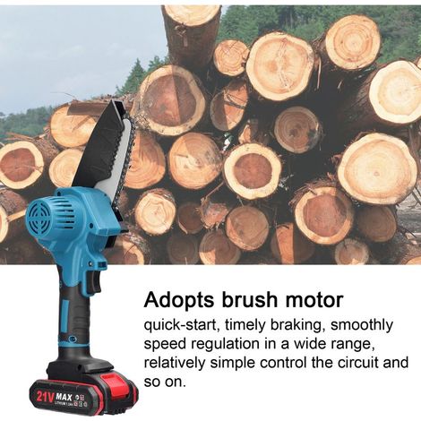 Scie d'élagage électrique portable 21 V, 10 cm (4 pouces), petite tronçonneuse pour fendre le bois, moteur à balais, outil de travail du bois à une main pour le jardin et le verger (1/5)