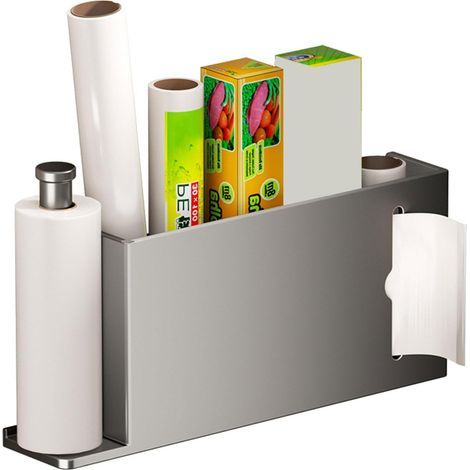Boîte de rangement adhésive pour porte de placard de cuisine pour film étirable et sacs, accessoires d'organisation de réfrigérateur (1/5)