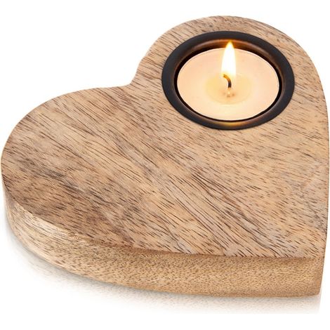 Teelichthalter aus Holz, Mango-Design, Tischdekoration, 13 x 12 cm (1/5)