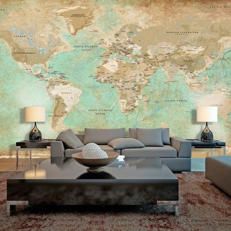 Papier Peint XXL "Turquoise World Map II" 280x500cm (1/2)