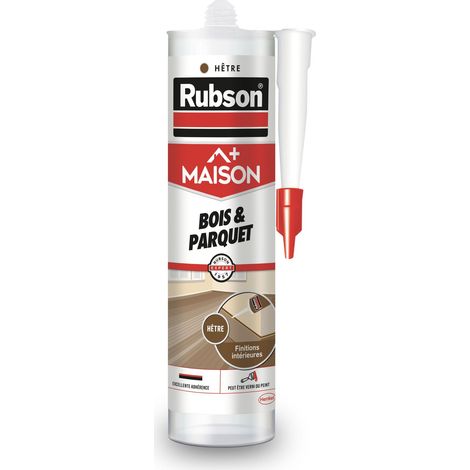 Rubson Maison Mastic Bois & Parquet couleur Hêtre, Mastic acrylique pour tous supports bois et maçonnerie, Joints pour intérieur et extérieur, cartouche de 280 ml