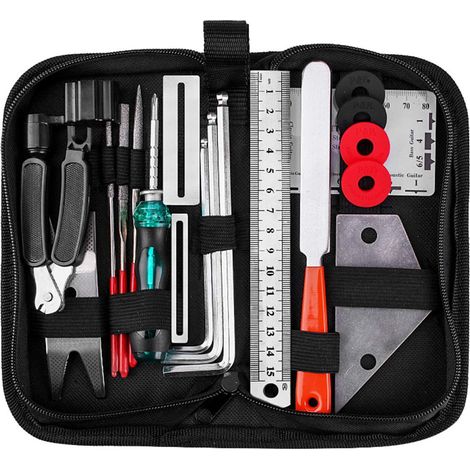 3-in-1 Gitarrenreparaturset mit Saitenschneider, Nivellierungslineal und Bundfeile (1/5)