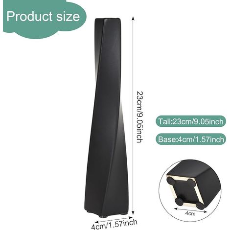 24 cm Ceramic Vase Narrow Floor Vase for Dried Flowers - Modern Decorative for Living Room, Office, Bedroom - Black (1/4)