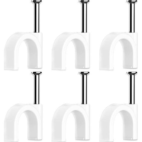 100 Pièces Cavalier Cable Electrique,Fixation Cable Electrique,Attache Fil Electrique,Attache Cable Mural,Clips de Cable(10mm) (1/5)