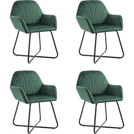 vidaXL Sillas de comedor 4 unidades terciopelo verde (1/5)