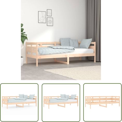 The Living Store Tagesbett Massivholz Kiefer 80x200 cm - Holzbett - Kiefernholzbett - Gästebett - Daybed - Wohnraumgestaltung (1/5)