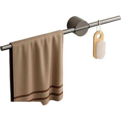 Toallero de baño sin perforaciones, aleación de aluminio, un solo poste (gris, 50 cm) (1/4)