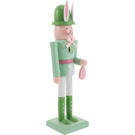 Casse-Noisette Lapin en Bois 30 Cm, Décoration de Pâques, Centre de Table Festif en Bois Naturel pour Bureau et Maison, Figurine Lapin Décorative Printemps (1/5)