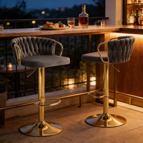 Eleganter und komfortabler Barhocker mit gepolstertem Sitz – Hochstühle für Küche, Kochinsel oder Café (2er-Set)