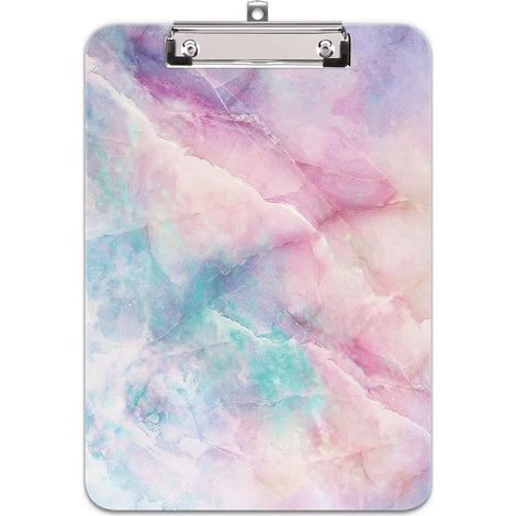 A4 Clipboard with Clip, Hard Plastic, Clipboard A4 Fashion Drawing, Clipboards and Form Holder, 32CM x22CM, Dream Marble (1/5)