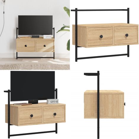 TV-Wandschrank Sonoma-Eiche 60,5x30x51 cm Holzwerkstoff - TV-Schrank - Wandregal - Wohnwand - Fernsehschrank - Regal - Home & Living (1/5)