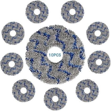 (10 Stück) Waschbare und wiederverwendbare Wischmop-Pads für ECOVACS DEEBOT X1 OMNI/ X1 PRO OMNI/ X1 TURBO/ X1 PLUS/T10 OMNI/ T10 TURBO, stark fleckenentfernende Mikrofasertücher (1/5)