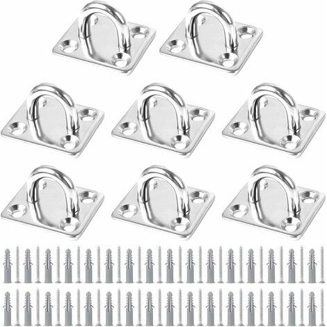 BUNTHAUS 8 PCS Plaque Oeillet Acier Inoxydable, Plaque à Oeillet Fixation pour Voile d'Ombrage Plaque à Œillets en Acier Inoxydable pour Bateau Plafond Mural Balançoire Hamac Marine (1/5)