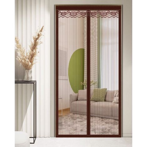 Magnetic mosquito net, no drilling required, ideal for balcony and cellar doors (brown, 120 x 210 cm) (1/4)