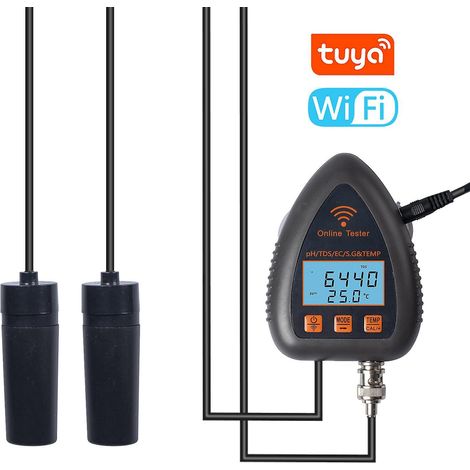 Tuya WiFi 5in1 Online-Wasserqualitätsmessgerät für pH-Wert, Gesamtfeststoffe, spezifisches Gewicht, elektrische Leitfähigkeit und Temperatur